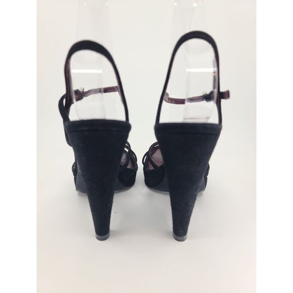 Prada Vintage Black Suede Mary Jane Strappy Ankle Sandals Size 38 - Picture 5 of 6